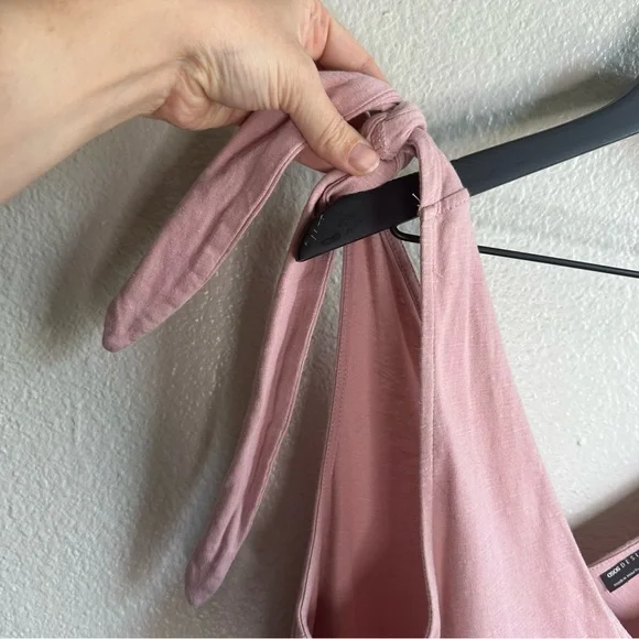 ASOS Pink Tie Shoulder Summer Babydoll Dress Women’s Size 12 Large - Picture 2 of 5